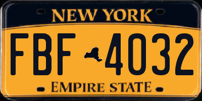NY license plate FBF4032