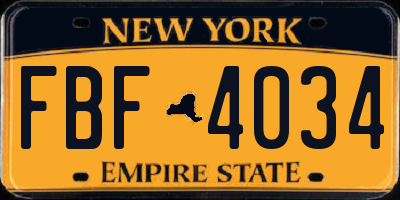 NY license plate FBF4034