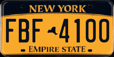 NY license plate FBF4100