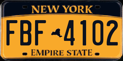 NY license plate FBF4102