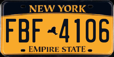 NY license plate FBF4106