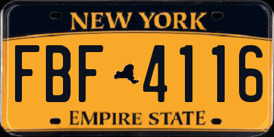 NY license plate FBF4116