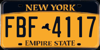 NY license plate FBF4117