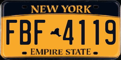 NY license plate FBF4119