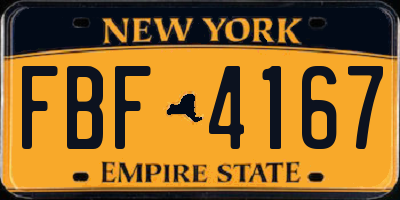 NY license plate FBF4167