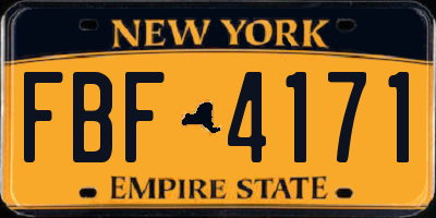 NY license plate FBF4171