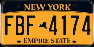 NY license plate FBF4174