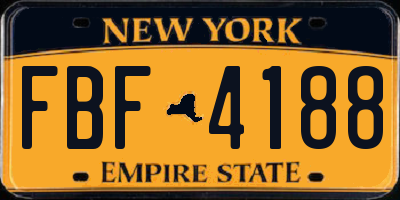 NY license plate FBF4188