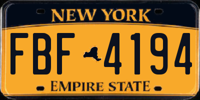 NY license plate FBF4194