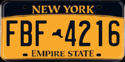 NY license plate FBF4216