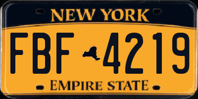 NY license plate FBF4219