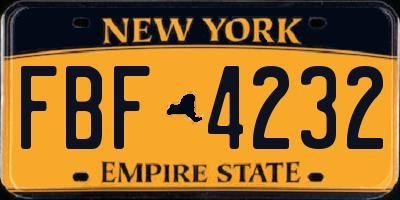 NY license plate FBF4232