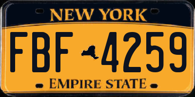 NY license plate FBF4259