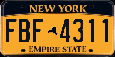 NY license plate FBF4311