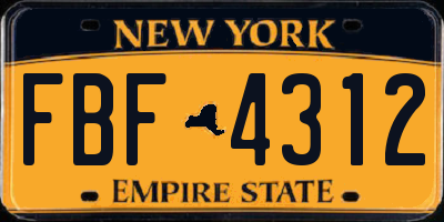NY license plate FBF4312