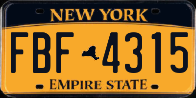 NY license plate FBF4315