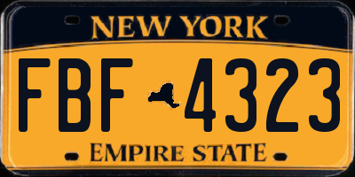 NY license plate FBF4323