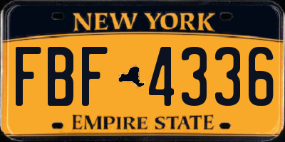 NY license plate FBF4336
