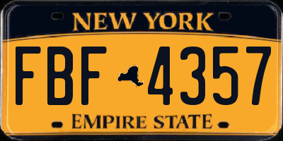 NY license plate FBF4357
