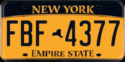 NY license plate FBF4377