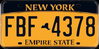 NY license plate FBF4378