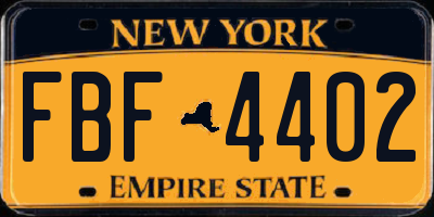 NY license plate FBF4402