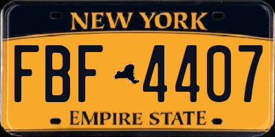 NY license plate FBF4407