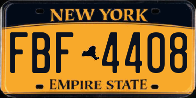 NY license plate FBF4408