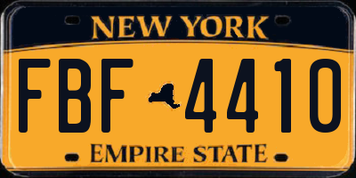 NY license plate FBF4410