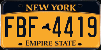 NY license plate FBF4419