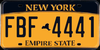 NY license plate FBF4441