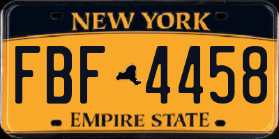 NY license plate FBF4458