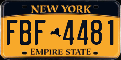 NY license plate FBF4481
