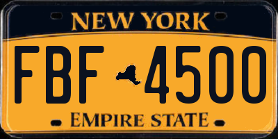 NY license plate FBF4500