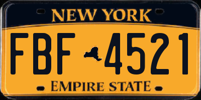 NY license plate FBF4521
