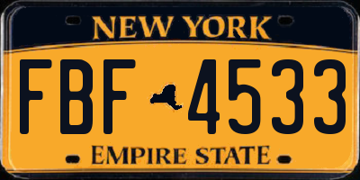 NY license plate FBF4533