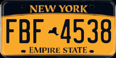 NY license plate FBF4538