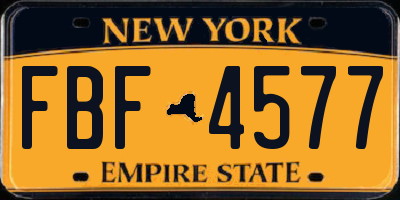 NY license plate FBF4577