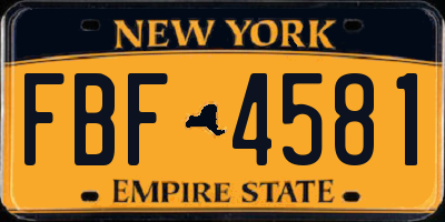 NY license plate FBF4581
