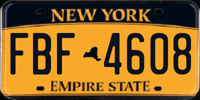 NY license plate FBF4608