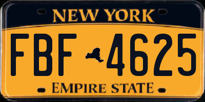 NY license plate FBF4625