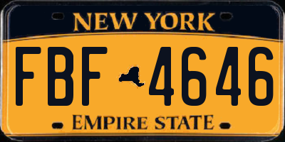 NY license plate FBF4646
