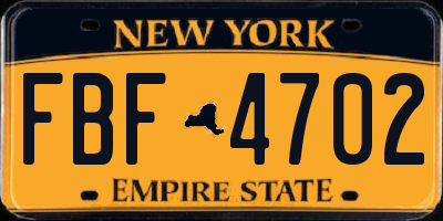 NY license plate FBF4702