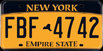 NY license plate FBF4742