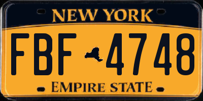 NY license plate FBF4748