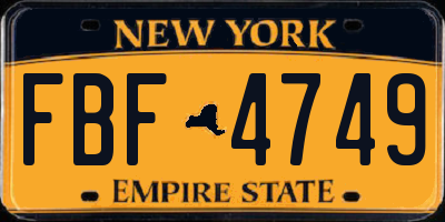 NY license plate FBF4749