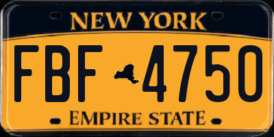 NY license plate FBF4750