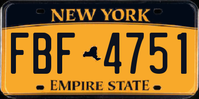 NY license plate FBF4751