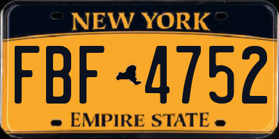 NY license plate FBF4752