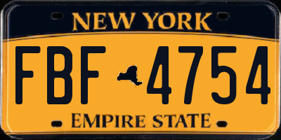 NY license plate FBF4754